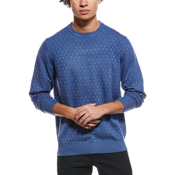 Ted Baker MensT-Stitch Wool-Blend Crewneck Sweater Blue Multi